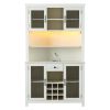 70" Kitchen Pantry Storage Cabinet Rustic Buffet Cabinet, Kitchen Hutch Cabinet with LED Outlets Food Pantry Cabinet with Doors and Shelves Wine Rack