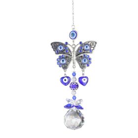 1pc Crystal Sun Catchers, Blue Butterfly Evil Eye Suncatcher Indoor Window With Prism Ball, Sunlight Rainbow Maker Good Luck Hanging Crystals Ornament (Style: Butterfly)