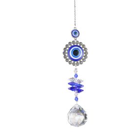 1pc Crystal Sun Catchers, Blue Butterfly Evil Eye Suncatcher Indoor Window With Prism Ball, Sunlight Rainbow Maker Good Luck Hanging Crystals Ornament (Style: Round)