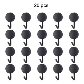 20pcs Self Adhesive Wall Hook Kitchen Bathroom Hook Strong Without Drilling Non-Marking Hook Door Towel Hanger Cute Hook Storage (Ships From: China, Color: 20pcs Black)